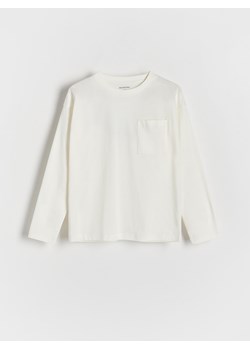 Reserved - Longsleeve oversize z kieszenią - złamana biel ze sklepu Reserved w kategorii T-shirty chłopięce - zdjęcie 171017288
