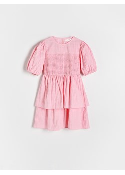 Reserved - Bawełniana sukienka z falbanami - brudny róż ze sklepu Reserved w kategorii Sukienki dziewczęce - zdjęcie 171017316