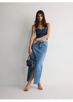 Reserved - Jeansowa spódnica midi - niebieski ze sklepu Reserved w kategorii Spódnice - zdjęcie 171017365