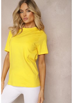 Żółta Bawełniana Koszulka z Krótkim Rękawem Anemila ze sklepu Renee odzież w kategorii Bluzki damskie - zdjęcie 171018048