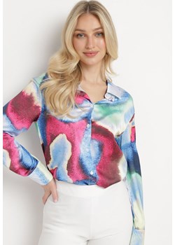Niebiesko-Różowa Koszula w Abstrakcyjny Wzór Tie-Dye Ivarte ze sklepu Born2be Odzież w kategorii Koszule damskie - zdjęcie 171018276