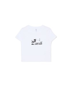 Cropp - Biała koszulka z nadrukiem - biały ze sklepu Cropp w kategorii Bluzki damskie - zdjęcie 171018725