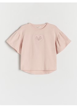 Reserved - T-shirt z aplikacją - brudny róż ze sklepu Reserved w kategorii Bluzki dziewczęce - zdjęcie 171018949