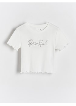 Reserved - T-shirt z aplikacją - biały ze sklepu Reserved w kategorii Bluzki dziewczęce - zdjęcie 171019106