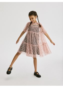 Reserved - Tiulowa sukienka w groszki - różowy ze sklepu Reserved w kategorii Sukienki dziewczęce - zdjęcie 171019217