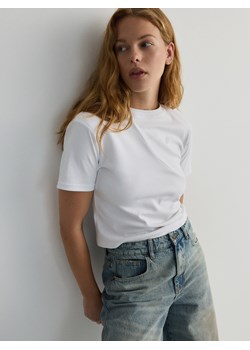 Reserved - Bawełniany t-shirt z marszczeniem - biały ze sklepu Reserved w kategorii Bluzki damskie - zdjęcie 171019367