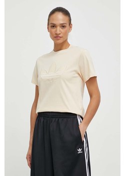 adidas Originals t-shirt bawełniany damski kolor beżowy IS3868 ze sklepu ANSWEAR.com w kategorii Bluzki damskie - zdjęcie 171020046