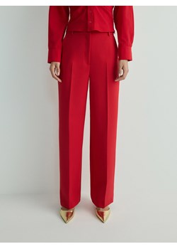 Reserved - Spodnie w kant z wiskozą - czerwony ze sklepu Reserved w kategorii Spodnie damskie - zdjęcie 171022978