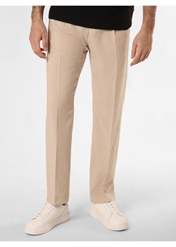 HUGO Spodnie - Teagan242X_WG Mężczyźni Modern Fit beżowy jednolity ze sklepu vangraaf w kategorii Spodnie męskie - zdjęcie 171023388
