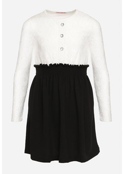 Biało-Czarna Elegancka Sukienka Rozkloszowana z Guziczkami Vengerbea ze sklepu Born2be Odzież w kategorii Sukienki dziewczęce - zdjęcie 171024177