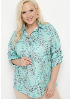 Zielona Koszula o Klasycznym Fasonie z Florystycznym Motywem Redaniana ze sklepu Born2be Odzież w kategorii Koszule damskie - zdjęcie 171024256