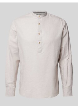 Koszula lniana o kroju regular fit ze stójką ze sklepu Peek&Cloppenburg  w kategorii Koszule męskie - zdjęcie 171024677