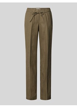 Lniane spodnie z elastycznym pasem model ‘FARINA’ ze sklepu Peek&Cloppenburg  w kategorii Spodnie damskie - zdjęcie 171024738