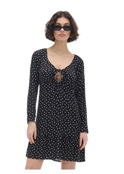 Cropp - Czarna sukienka w białe kwiaty - czarny ze sklepu Cropp w kategorii Sukienki - zdjęcie 171025657