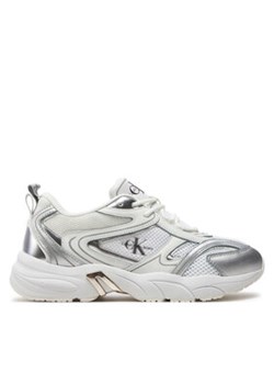 Calvin Klein Jeans Sneakersy Retro Tennis Low Lace Mh Ml Mr YW0YW01381 Biały ze sklepu MODIVO w kategorii Buty sportowe damskie - zdjęcie 171027028