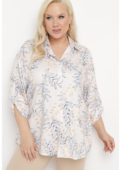 Beżowa Koszula o Klasycznym Fasonie z Florystycznym Motywem Redaniana ze sklepu Born2be Odzież w kategorii Koszule damskie - zdjęcie 171029197