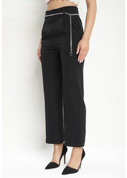 Czarne Szerokie Spodnie Zapinane z boku na Suwak z Ozdobnym Łańcuchem Grazioso ze sklepu Born2be Odzież w kategorii Spodnie damskie - zdjęcie 171029336