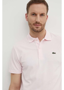 Lacoste polo męski kolor różowy gładki ze sklepu ANSWEAR.com w kategorii T-shirty męskie - zdjęcie 171029996