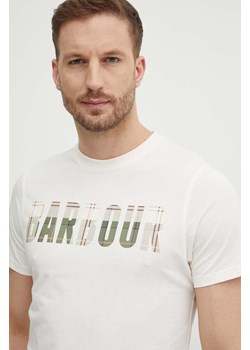Barbour t-shirt bawełniany męski kolor beżowy z nadrukiem ze sklepu ANSWEAR.com w kategorii T-shirty męskie - zdjęcie 171030185