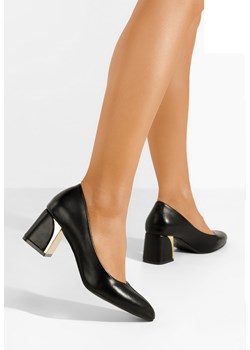 Czarne czółenka na słupku Clarisse ze sklepu Zapatos w kategorii Czółenka - zdjęcie 171030595