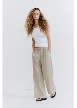 H & M - Szerokie spodnie bez zapięcia - Brązowy ze sklepu H&M w kategorii Spodnie damskie - zdjęcie 171032888
