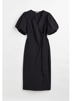 H & M - Kopertowa sukienka z bufkami - Czarny ze sklepu H&M w kategorii Sukienki - zdjęcie 171045687