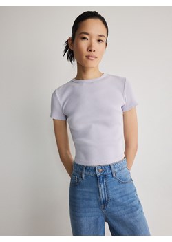 Reserved - Bawełniany t-shirt w prążek - lawendowy ze sklepu Reserved w kategorii Bluzki damskie - zdjęcie 171046369