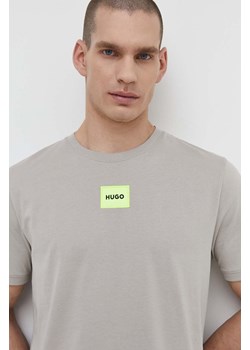 HUGO t-shirt bawełniany męski kolor szary z aplikacją ze sklepu ANSWEAR.com w kategorii T-shirty męskie - zdjęcie 171046679