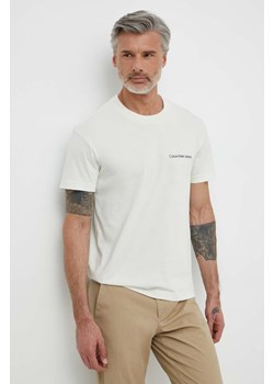 Calvin Klein Jeans t-shirt bawełniany męski kolor biały z nadrukiem ze sklepu ANSWEAR.com w kategorii T-shirty męskie - zdjęcie 171046899