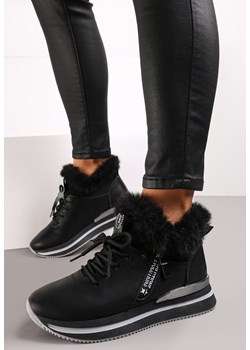 Czarne Sznurowane Botki Sneakersy z Futerkiem Gameda ze sklepu renee.pl w kategorii Buty sportowe damskie - zdjęcie 171082006