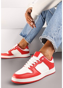 Biało-Czerwone Sznurowane Sneakersy na Płaskiej Podeszwie z Imitacji Skóry Bioriana ze sklepu renee.pl w kategorii Buty sportowe damskie - zdjęcie 171119745
