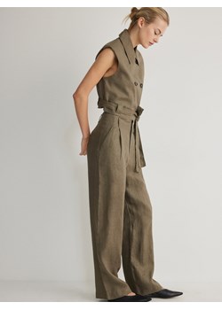 Reserved - Lniane spodnie - jasnozielony ze sklepu Reserved w kategorii Spodnie damskie - zdjęcie 171148418
