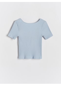 Reserved - Prążkowany t-shirt - jasnoniebieski ze sklepu Reserved w kategorii Bluzki dziewczęce - zdjęcie 171148569