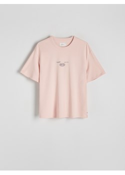 Reserved - T-shirt oversize z nadrukiem - pastelowy róż ze sklepu Reserved w kategorii T-shirty męskie - zdjęcie 171148827