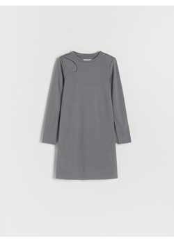 Reserved - Prążkowana sukienka z ozdobnym wycięciem - ciemnoszary ze sklepu Reserved w kategorii Sukienki dziewczęce - zdjęcie 171148847