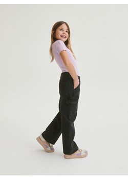 Reserved - Jeansy wide leg z kieszeniami - czarny ze sklepu Reserved w kategorii Spodnie dziewczęce - zdjęcie 171150776