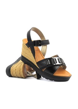 Sandały damskie na koturnie - INBLU FG-39, czarne ze sklepu ulubioneobuwie w kategorii Sandały damskie - zdjęcie 171151975