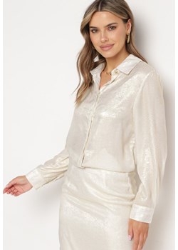 Jasnobeżowa Koszula Przyozdobiona Metaliczną Nicią Arnapura ze sklepu Born2be Odzież w kategorii Koszule damskie - zdjęcie 171153256