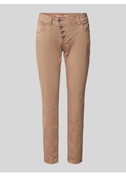 Spodnie o kroju slim fit z asymetryczną listwą guzikową model ‘Malibu’ ze sklepu Peek&Cloppenburg  w kategorii Spodnie damskie - zdjęcie 171153636