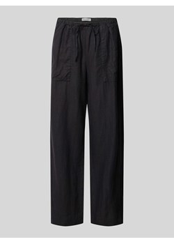 Spodnie lniane w jednolitym kolorze ze sklepu Peek&Cloppenburg  w kategorii Spodnie damskie - zdjęcie 171153697