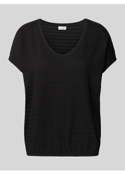 T-shirt z fakturowanym wzorem i dekoltem w serek ze sklepu Peek&Cloppenburg  w kategorii Bluzki damskie - zdjęcie 171154366