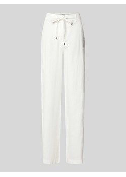 Spodnie lniane o kroju regular fit z wiązanym paskiem ze sklepu Peek&Cloppenburg  w kategorii Spodnie damskie - zdjęcie 171154468