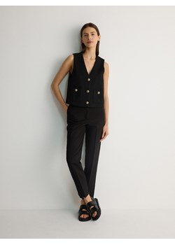 Reserved - Gładkie cygaretki z bawełną - czarny ze sklepu Reserved w kategorii Spodnie damskie - zdjęcie 171156067