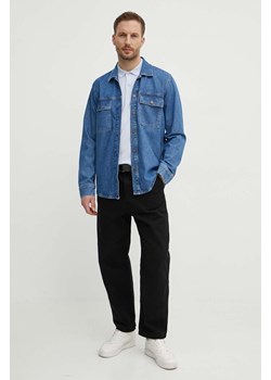 Pepe Jeans koszula jeansowa męska kolor niebieski regular z kołnierzykiem klasycznym ze sklepu ANSWEAR.com w kategorii Koszule męskie - zdjęcie 171160535