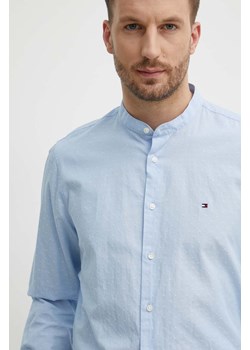 Tommy Hilfiger koszula bawełniana męska kolor niebieski slim ze stójką MW0MW34650 ze sklepu ANSWEAR.com w kategorii Koszule męskie - zdjęcie 171160585
