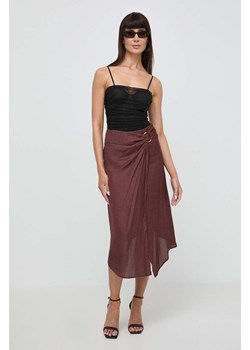 Twinset spódnica kolor brązowy midi rozkloszowana ze sklepu ANSWEAR.com w kategorii Spódnice - zdjęcie 171162205