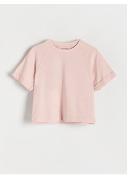 Reserved - Bawełniany t-shirt z efektem sprania - brudny róż ze sklepu Reserved w kategorii Bluzki dziewczęce - zdjęcie 171165215