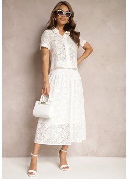 Biała Koronkowa Spódnica z Wysokim Stanem i Falbanką Telleena ze sklepu Renee odzież w kategorii Spódnice - zdjęcie 171166389