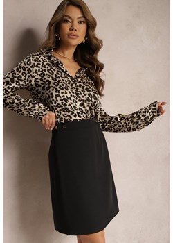 Czarna Elegancka Spódnica z Kopertowym Zapięciem Intervalia ze sklepu Renee odzież w kategorii Spódnice - zdjęcie 171166399