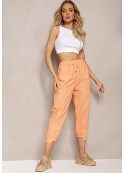 Pomarańczowe Spodnie Szerokie ze Sznurkiem w Talii Hindarsfa ze sklepu Renee odzież w kategorii Spodnie damskie - zdjęcie 171166499